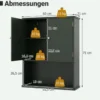 Bad Hängeschrank mit 2Türen & Offener Ablage & Verstellbarem Regal Badschrank Grün