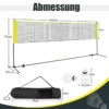 Badmintonnetz mit Ständer Federballnetz höhenverstellbar mit 2 Federbällen & Tragetasche 420 x 102 x 89–155 cm Gelb