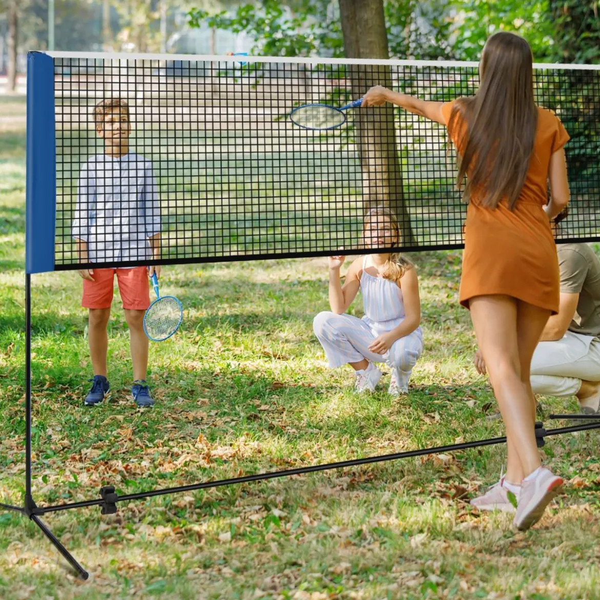 Badmintonnetz mit Ständer Federballnetz höhenverstellbar mit 2 Federbällen & Tragetasche 310 x 102 x 89–155 cm