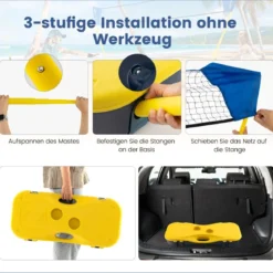 Badminton Netzständer tragbares Federballspiel mit Schlägern Komplett Badminton Set