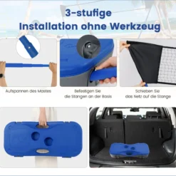 Badminton Netzständer tragbares Federballspiel mit Schlägern Komplett Badminton Set