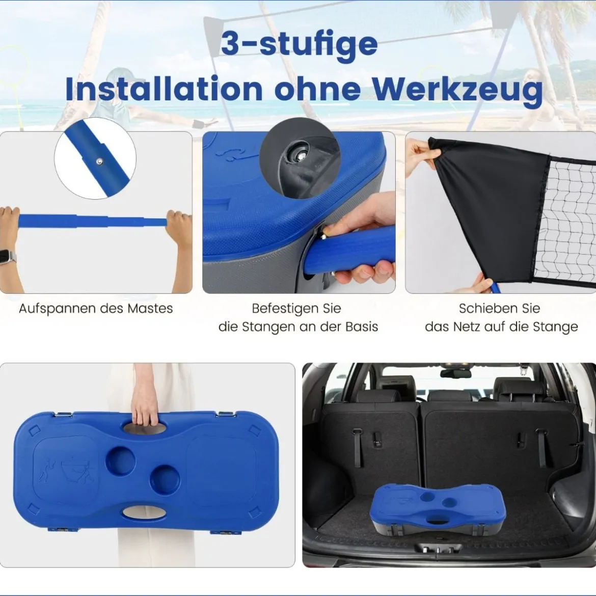 Badminton Netzständer tragbares Federballspiel mit Schlägern Komplett Badminton Set