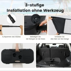 Badminton Netzständer tragbares Federballspiel mit Schlägern Komplett Badminton Set