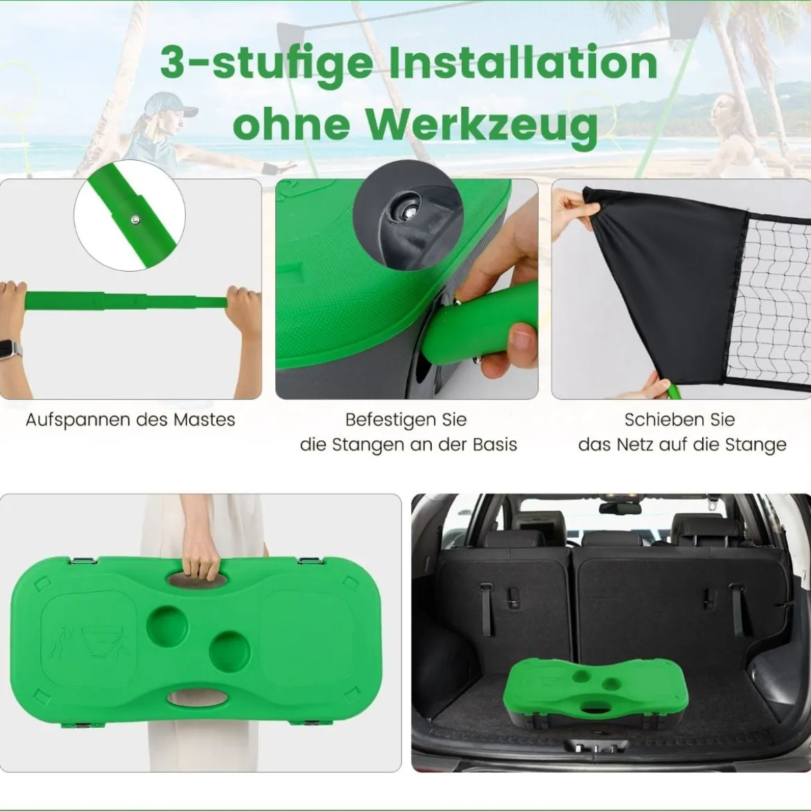 Badminton Netzständer tragbares Federballspiel mit Schlägern Komplett Badminton Set