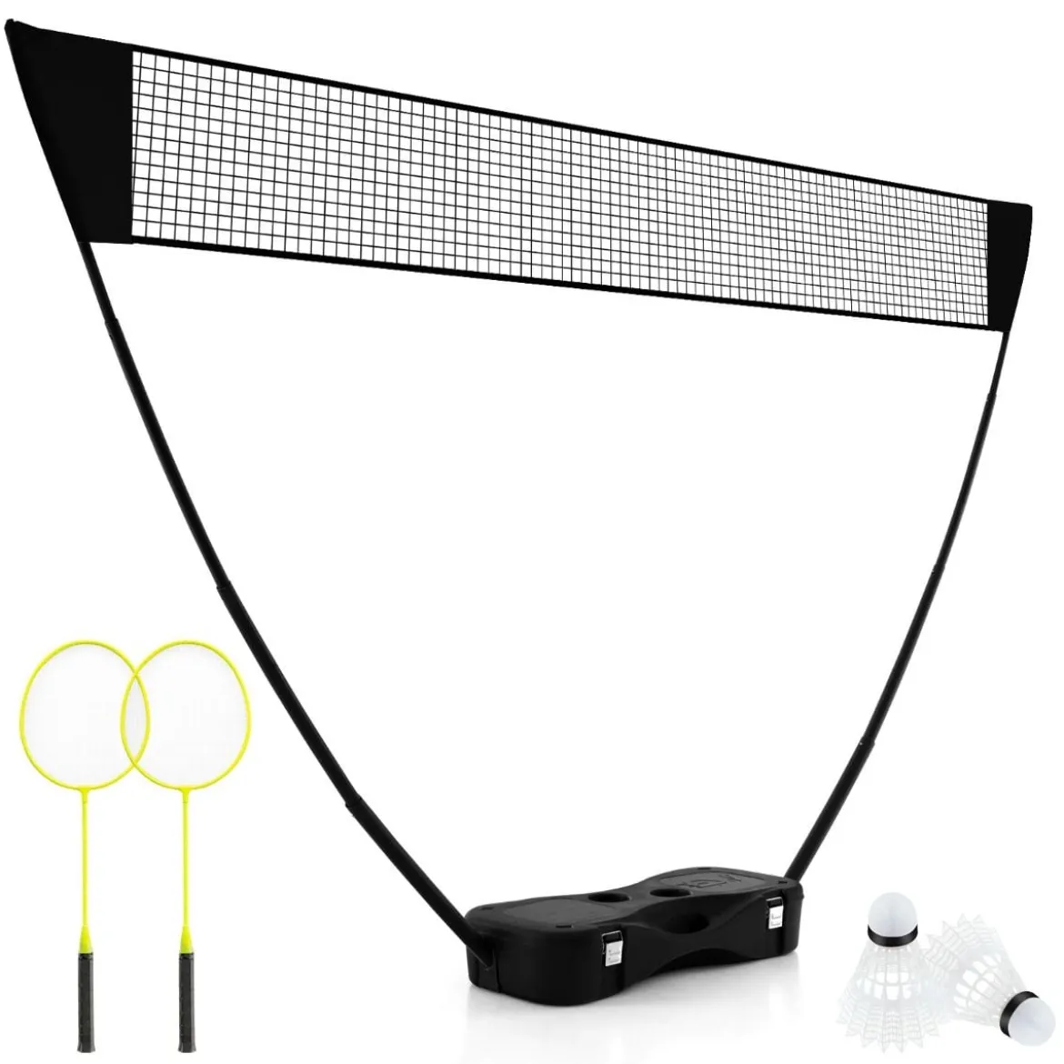 Badminton Netzständer tragbares Federballspiel mit Schlägern Komplett Badminton Set