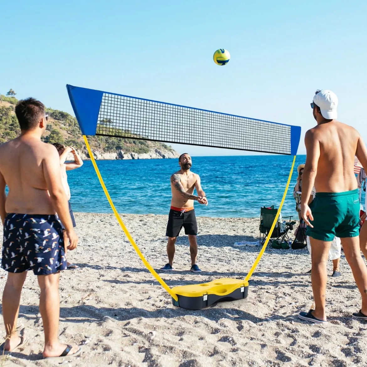 Badminton Netzständer tragbares Federballspiel mit Schlägern Komplett Badminton Set