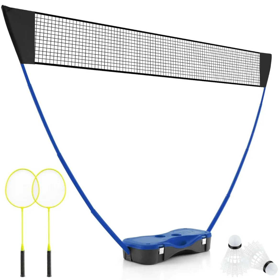 Badminton Netzständer tragbares Federballspiel mit Schlägern Komplett Badminton Set