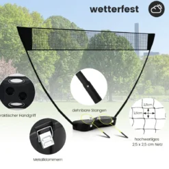 Badminton Netzständer tragbares Federballspiel mit Schlägern Komplett Badminton Set