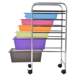 Bad Rollwagen Rollcontainer mit Schubladen Mehrfarbig 37 x 74 x 32 cm PP-Material