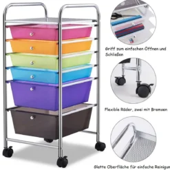Bad Rollwagen Rollcontainer mit Schubladen Mehrfarbig 37 x 74 x 32 cm PP-Material