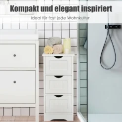 Badschrank Bodenschrank mit 3 Schubladen 30,5 x 30,5 x 63,5 cm Weiß