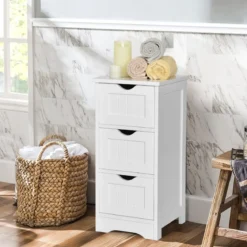 Badschrank Bodenschrank mit 3 Schubladen 30,5 x 30,5 x 63,5 cm Weiß