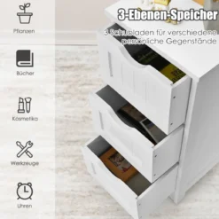 Badschrank Bodenschrank mit 3 Schubladen 30,5 x 30,5 x 63,5 cm Weiß