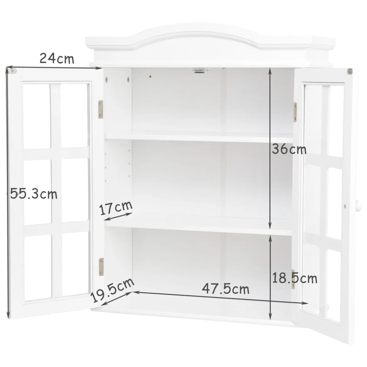 Badschrank Medizinschrank Hängend Badezimmerschrank für Bad 53 x 22 x 66,5 cm Weiß