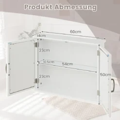 Badschrank mit Doppelten Spiegeltüren & 2 Regalen 60 x 50 x 14,5 cm Weiß