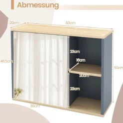 Badschrank mit Spiegel & Verstellbarem Regal & Seitenfächer Wandmontierter Badezimmerschrank