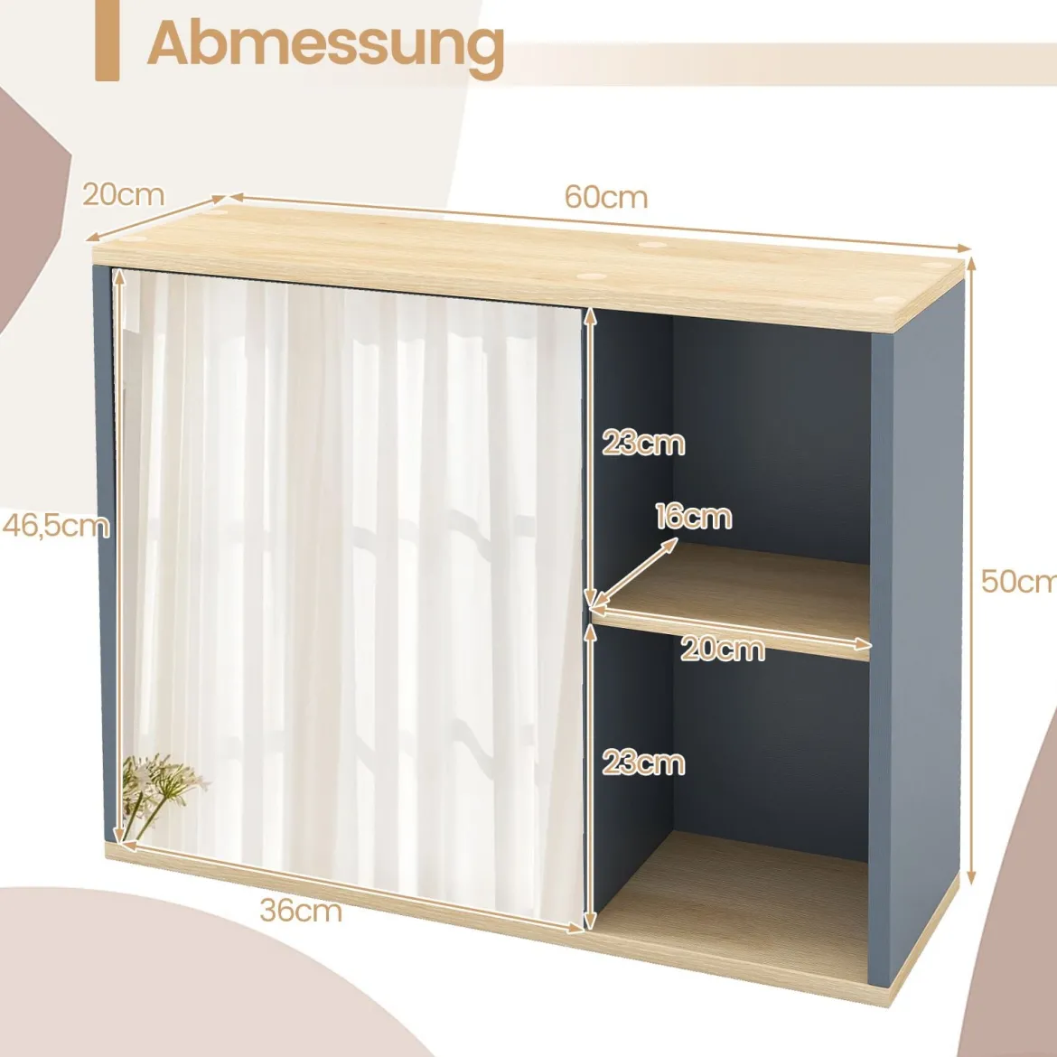 Badschrank mit Spiegel & Verstellbarem Regal & Seitenfächer Wandmontierter Badezimmerschrank