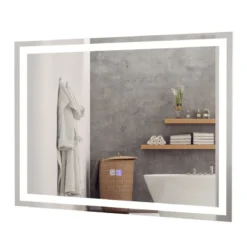Badspiegel LED-Spiegel mit Einstellbarer Helligkeit und Farbtemperatur 80 x 60 cm