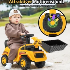 Bagger zum aufsitzen mit Verstellbarer Schaufel & Stauraum unter Sitz Sitzbagger Kinderbagger