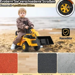 Bagger zum aufsitzen mit Verstellbarer Schaufel & Stauraum unter Sitz Sitzbagger Kinderbagger