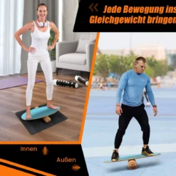 Balance Board aus Holz Balancebrett Balance Trainer Trickboard für zuhause inkl. Korkrolle