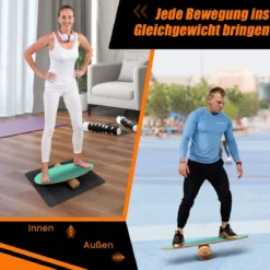 Balance Board aus Holz Balancebrett Balance Trainer Trickboard für zuhause inkl. Korkrolle