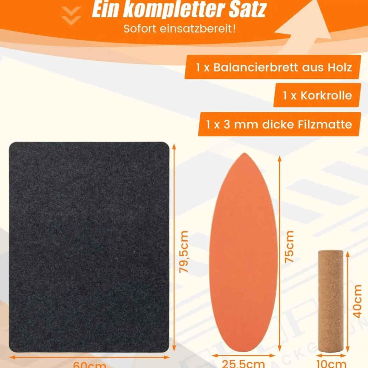 Balance Board aus Holz Balancebrett Balance Trainer Trickboard für zuhause inkl. Korkrolle