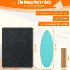 Balance Board aus Holz Balancebrett Balance Trainer Trickboard für zuhause inkl. Korkrolle