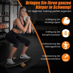 Balance Board aus Holz Balancebrett Balance Trainer Trickboard für zuhause inkl. Korkrolle