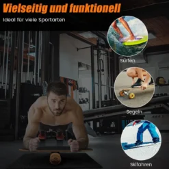 Balance Board aus Holz Balancebrett Balance Trainer Trickboard für zuhause inkl. Korkrolle