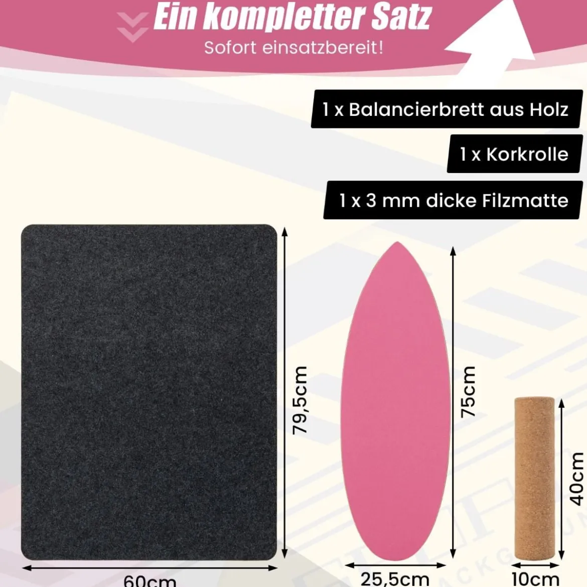 Balance Board aus Holz Balancebrett Balance Trainer Trickboard für zuhause inkl. Korkrolle