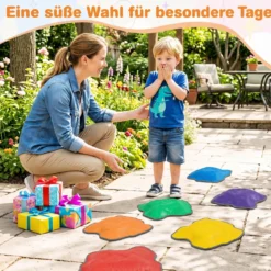 Balanciersteine für Kinder ab 3 Jahren 6-teilig Trittsteine mit Rutschfester TPE-Unterlage Stapelbar