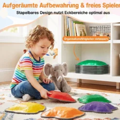 Balanciersteine für Kinder ab 3 Jahren 6-teilig Trittsteine mit Rutschfester TPE-Unterlage Stapelbar