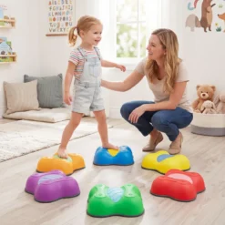 Balanciersteine für Kinder ab 3 Jahren 6er Set Stapelbar Trittsteine mit Abgerundeten Kanten