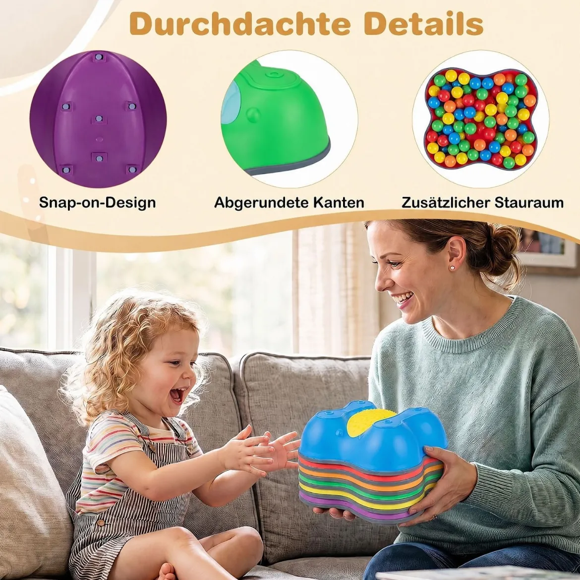 Balanciersteine für Kinder ab 3 Jahren 6er Set Stapelbar Trittsteine mit Abgerundeten Kanten