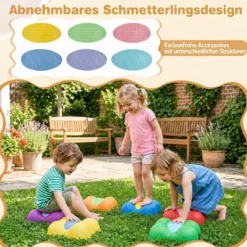 Balanciersteine für Kinder ab 3 Jahren 6er Set Stapelbar Trittsteine mit Abgerundeten Kanten