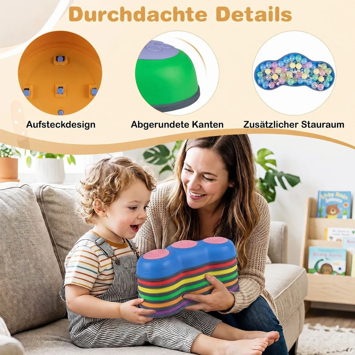 Balanciersteine für Kinder ab 3 Jahren 6 Stück Rutschfeste Stapelsteine mit Polster aus TPE