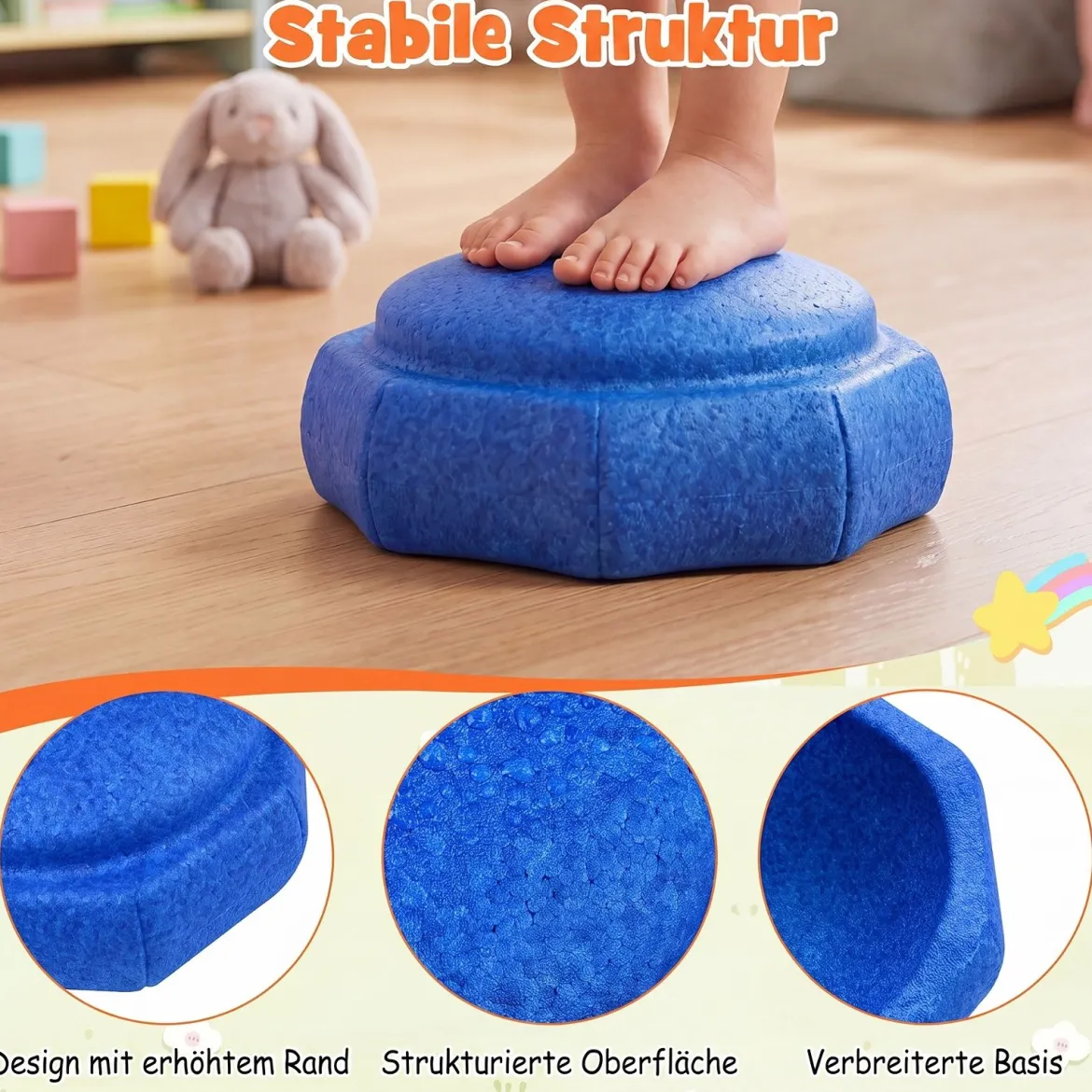 Balanciersteine für Kinder 6er Set Rutschfeste Stapelsteine zur Förderung von Koordination & Gleichgewicht
