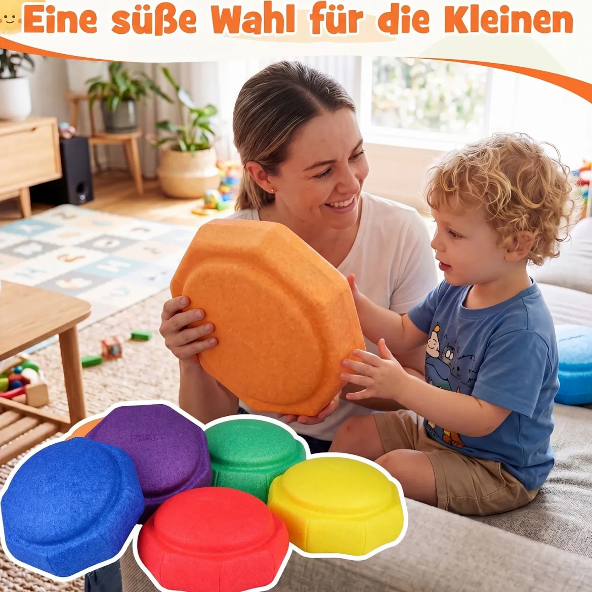 Balanciersteine für Kinder 6er Set Rutschfeste Stapelsteine zur Förderung von Koordination & Gleichgewicht