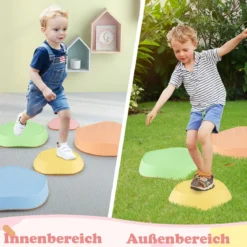 Balanciersteine für Kinder Rutschfeste Stapelsteine bis 80 kg Belastbar Flusssteine Macaron Pentagon