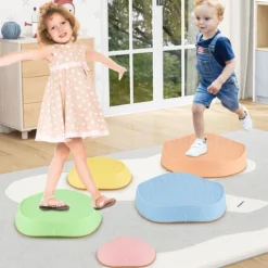 Balanciersteine für Kinder Rutschfeste Stapelsteine bis 80 kg Belastbar Flusssteine Macaron Pentagon