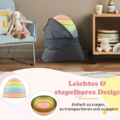 Balanciersteine für Kinder Rutschfeste Stapelsteine bis 80 kg Belastbar Flusssteine Macaron Pentagon