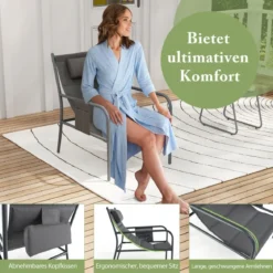 Balkonmöbel Set 3-tlg. Gartenmöbel Set mit 2 Stühlen & Tisch Balkonset mit atmungsaktivem Sitzstoff Grau