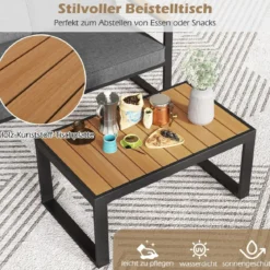 Balkonmöbel wetterfestes Gartenmöbel Set mit Aluminiumrahmen Balkonset mit Bank Grau