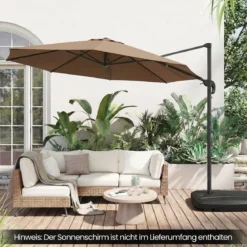Balkonschirmständer mit Rädern Kreuzfuß HDPE befüllbar mit Wasser Sand für Terrasse Garten