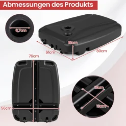 Balkonschirmständer mit Rädern Kreuzfuß HDPE befüllbar mit Wasser Sand für Terrasse Garten