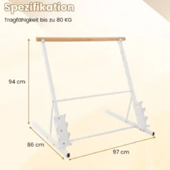 Ballettstange freistehend Ballett Barre mit Metallrahmen & Hantelständer 97 x 86 x 94 cm Weiß