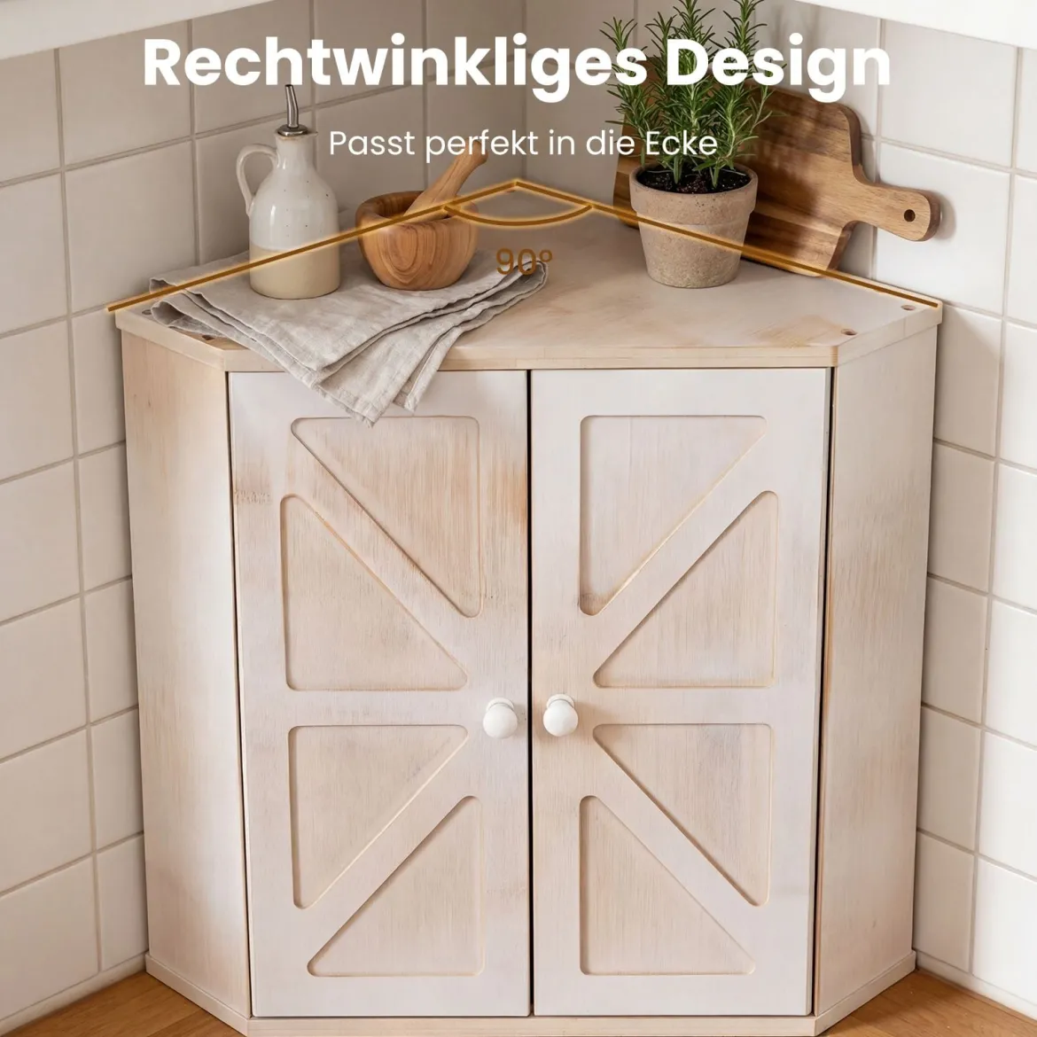Bambus Brotkasten mit Verstellbarem Regal & 2 Türen 2 Etagen Eck Brotbox Brotbehälter Bread Box