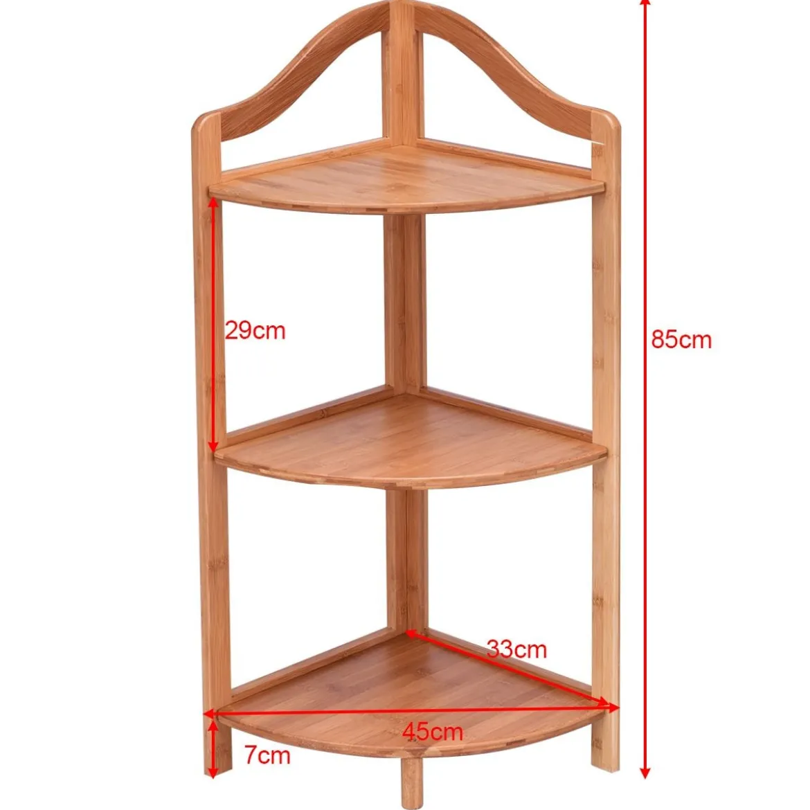 Bambus Eckregal 3 Ebenen Badregal Bücherregal Standregal für Küche Schlafzimmer Wohnzimmer