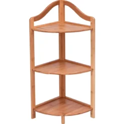 Bambus Eckregal 3 Ebenen Badregal Bücherregal Standregal für Küche Schlafzimmer Wohnzimmer